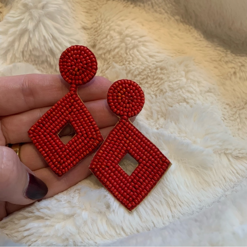 Red beaded earrings